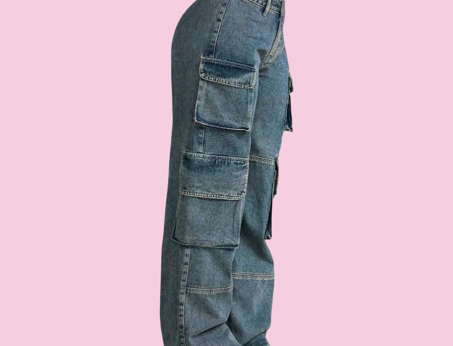 Casual denim cargo pants for women