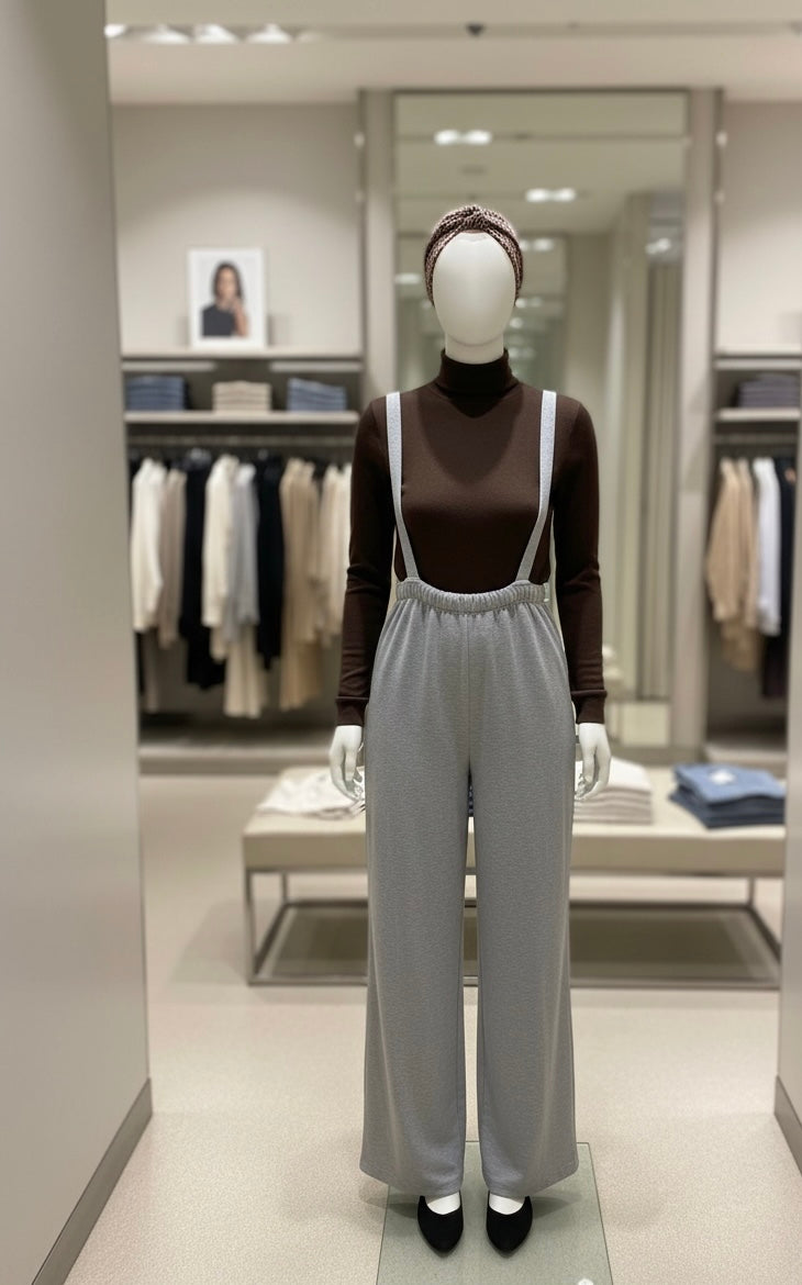 Grey Jumpsuit-back ribbon detail