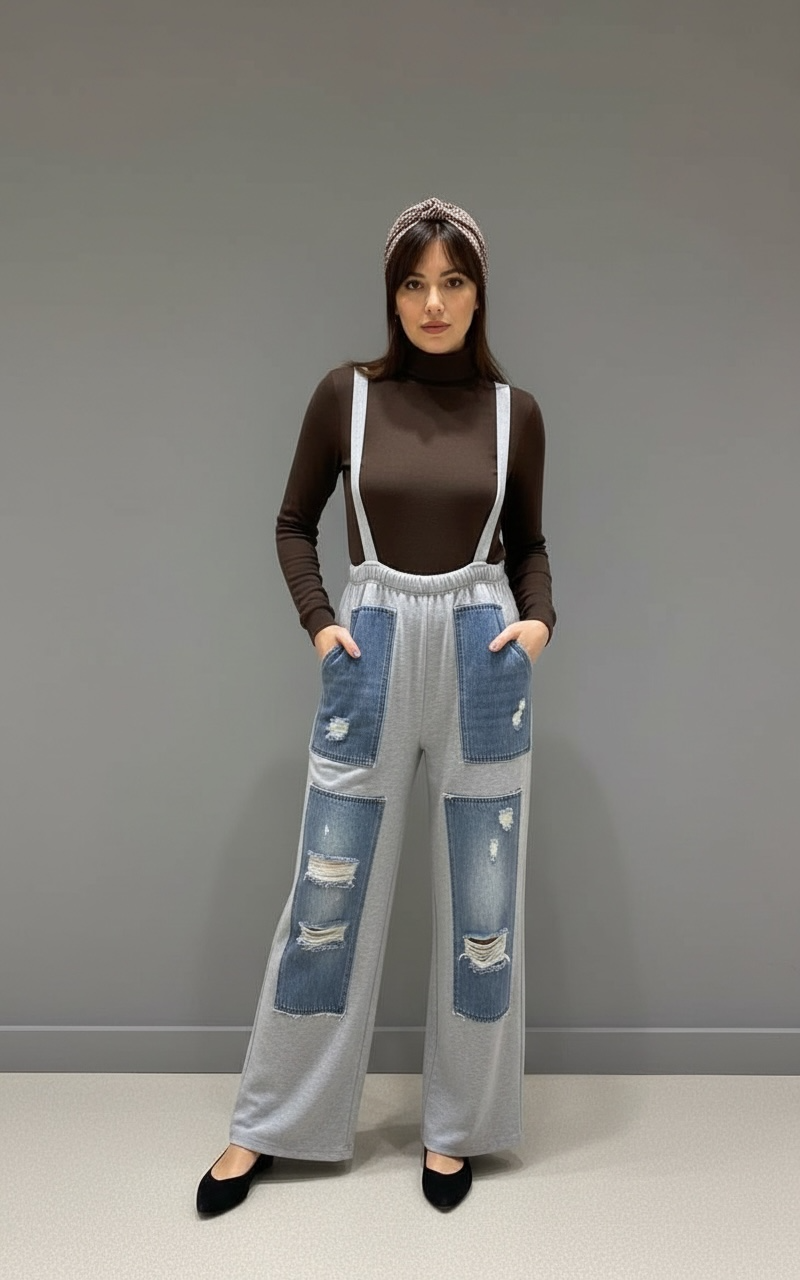 Grey Jumpsuit-back ribbon detail