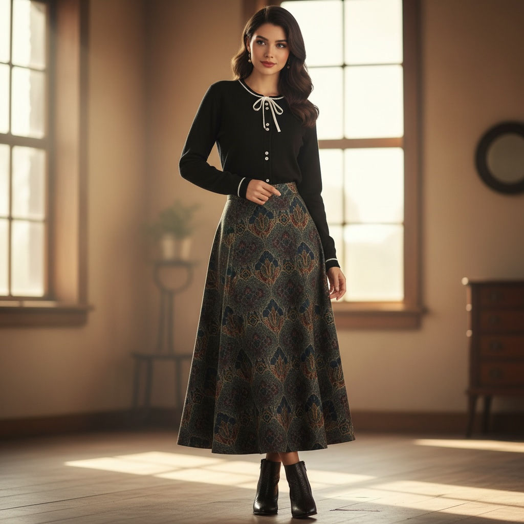 French style bow neck  women sweater-black