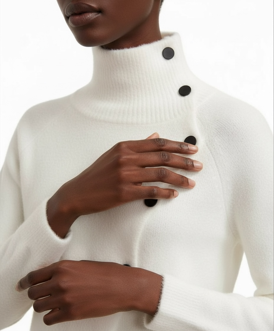 High neck women‘s pullover-Elegant white
