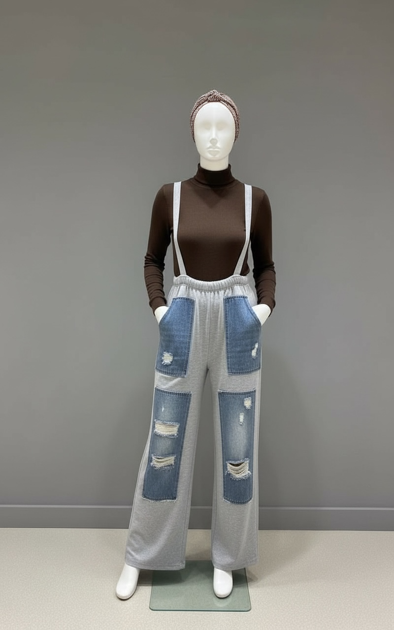 Grey Jumpsuit-back ribbon detail