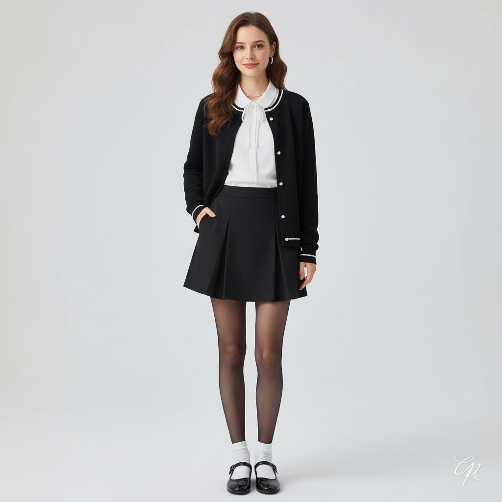 French style bow neck  women sweater-black