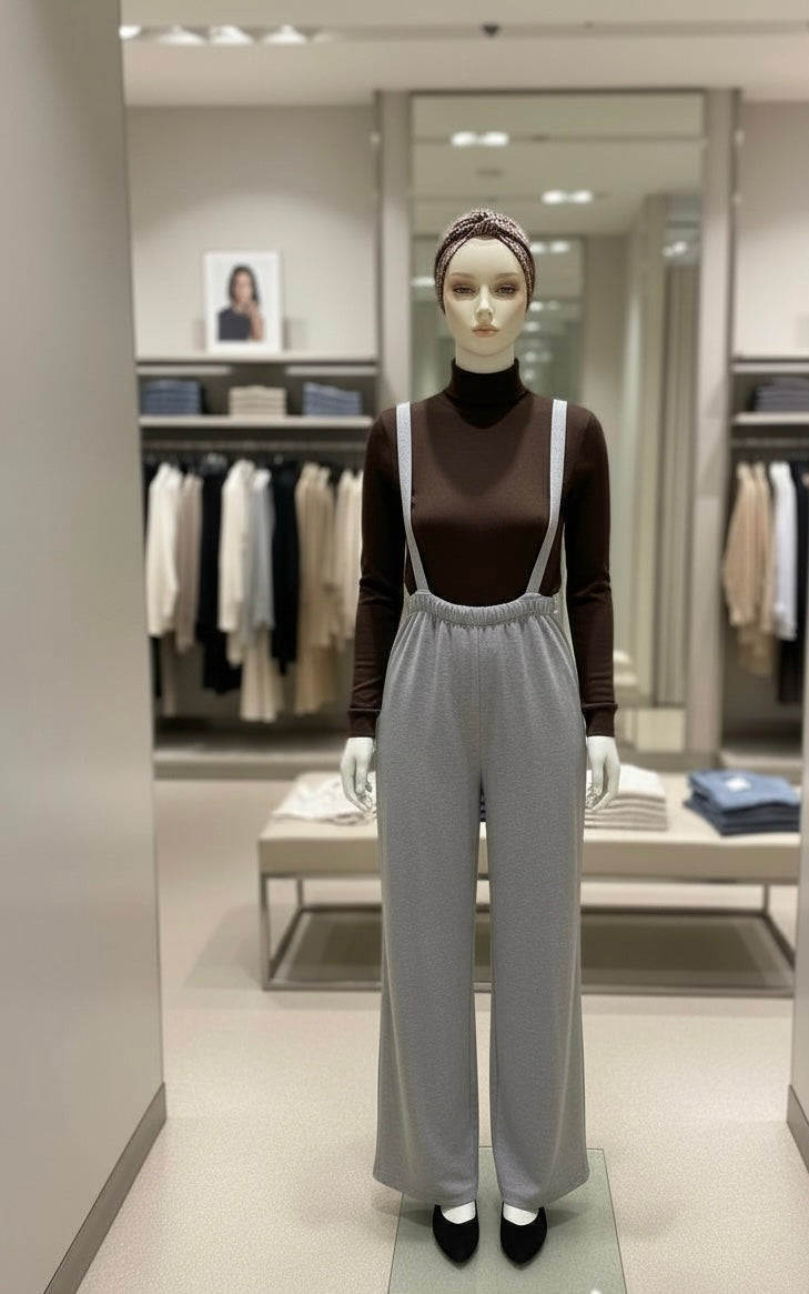 Grey Jumpsuit-back ribbon detail