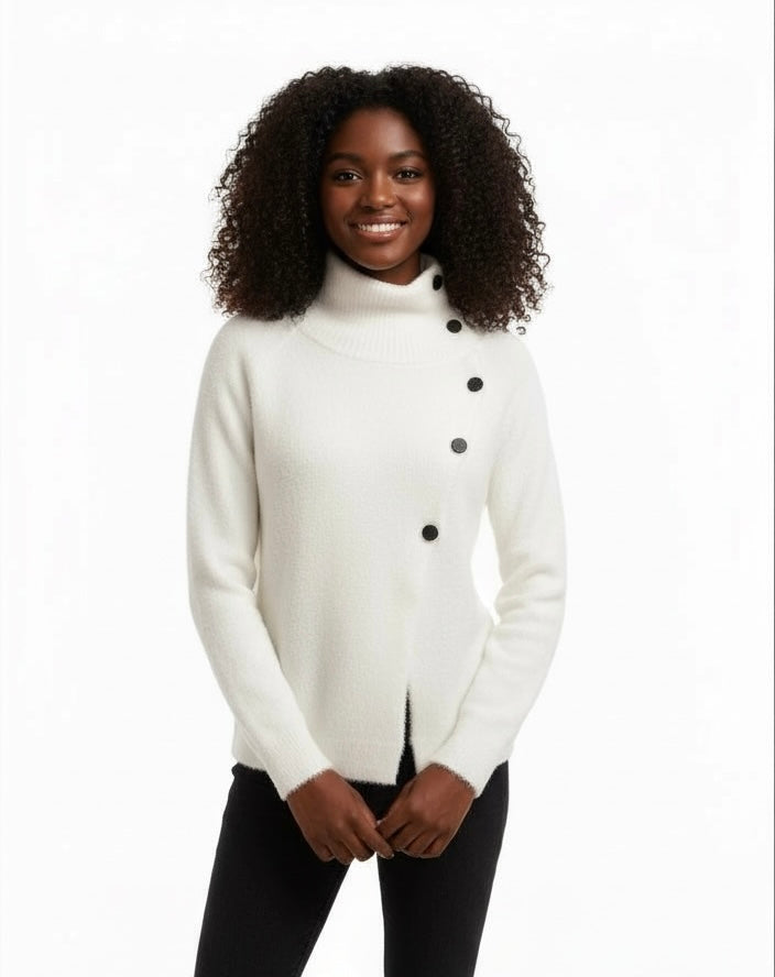 High neck women‘s pullover-Elegant white