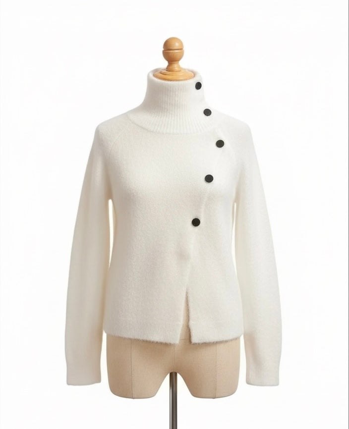 High neck women‘s pullover-Elegant white