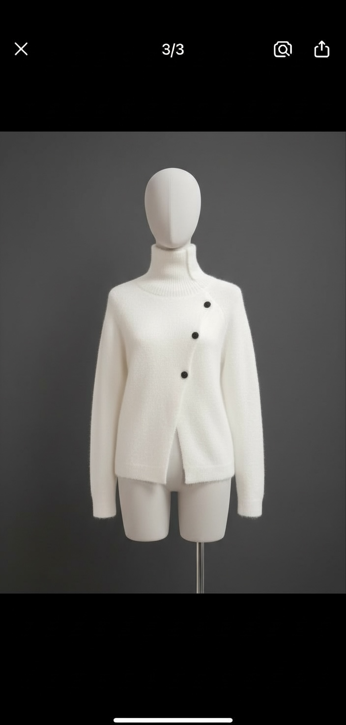 High neck women‘s pullover-Elegant white